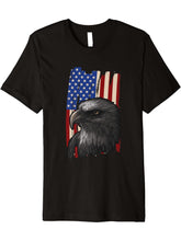 American Bald Eagle Independance American Flag Eagle Premium T-Shirt 180G 100% Cotton Printed Round Neck Short-Sleeve T-Shirt, Gifts for Men Dad Husband Grandpa, S-XXXL, Black
