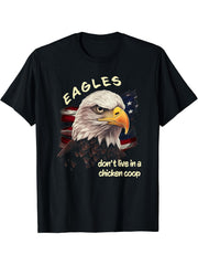 Freedom Eagle Tee Freedom Soars Bald Eagle Motif with saying T-Shirt 180G 100% Cotton Printed Round Neck Short-Sleeve T-Shirt, Gifts for Men Dad Husband Grandpa, S-XXXL, Black