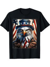 American Meme Bald Eagle Patriotic Bird Flag Lincoln Hat T-Shirt 180G 100% Cotton Printed Round Neck Short-Sleeve T-Shirt, Gifts for Men Dad Husband Grandpa, S-XXXL, Black