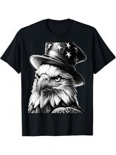 American Meme Bald Eagle Patriotic Bird Flag Lincoln Hat T-Shirt 180G 100% Cotton Printed Round Neck Short-Sleeve T-Shirt, Gifts for Men Dad Husband Grandpa, S-XXXL, Black