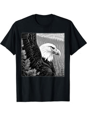 Bald Eagle American National Symbol Animal Patriotic Freedom T-Shirt 180G 100% Cotton Printed Round Neck Short-Sleeve T-Shirt, Gifts for Men Dad Husband Grandpa, S-XXXL, Black