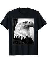 Bald Eagle American National Symbol Animal Patriotic Freedom T-Shirt 180G 100% Cotton Printed Round Neck Short-Sleeve T-Shirt, Gifts for Men Dad Husband Grandpa, S-XXXL, Black