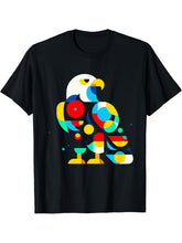 Geometric Minimalism Modern Illustration Bald Eagle Bird Art T-Shirt 180G 100% Cotton Printed Round Neck Short-Sleeve T-Shirt, Gifts for Men Dad Husband Grandpa, S-XXXL, Black