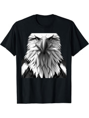 Bald Eagle American National Symbol Animal Patriotic Freedom T-Shirt 180G 100% Cotton Printed Round Neck Short-Sleeve T-Shirt, Gifts for Men Dad Husband Grandpa, S-XXXL, Black