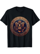 American Flag Bald Eagle Patriotic American Tee T-Shirt 180G 100% Cotton Printed Round Neck Short-Sleeve T-Shirt, Gifts for Men Dad Husband Grandpa, S-XXXL, Black