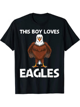 Cool Eagle Design For Boys Boy Girl Bald Eagle Animal Bird Lover T-Shirt 180G 100% Cotton Printed Round Neck Short-Sleeve T-Shirt, Gifts for Men Dad Husband Grandpa, S-XXXL, Black