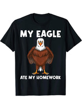 Cool Eagle Design For Boy Girl Boys Bald Eagle Animal Bird Lover T-Shirt 180G 100% Cotton Printed Round Neck Short-Sleeve T-Shirt, Gifts for Men Dad Husband Grandpa, S-XXXL, Black