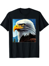 Bald Eagle American National Symbol Animal Patriotic Freedom T-Shirt 180G 100% Cotton Printed Round Neck Short-Sleeve T-Shirt, Gifts for Men Dad Husband Grandpa, S-XXXL, Black