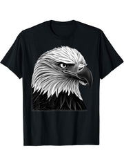 Bald Eagle American National Symbol Animal Patriotic Freedom T-Shirt 180G 100% Cotton Printed Round Neck Short-Sleeve T-Shirt, Gifts for Men Dad Husband Grandpa, S-XXXL, Black