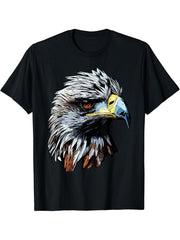 Bald Eagle American National Symbol Animal Patriotic Freedom T-Shirt 180G 100% Cotton Printed Round Neck Short-Sleeve T-Shirt, Gifts for Men Dad Husband Grandpa, S-XXXL, Black