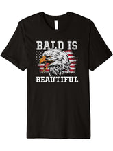 Bald Is Beautiful Eagle Patriotic American Bald Eagle Premium T-Shirt 180G 100% Cotton Printed Round Neck Short-Sleeve T-Shirt, Gifts for Men Dad Husband Grandpa, S-XXXL, Black