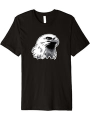 American Bald Eagle novelty Patriotic Bald Eagle Face Premium T-Shirt 180G 100% Cotton Printed Round Neck Short-Sleeve T-Shirt, Gifts for Men Dad Husband Grandpa, S-XXXL, Black