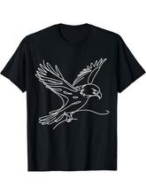 Bald Eagle Raptor Line Art Bird Art Ornithologist T-Shirt 180G 100% Cotton Printed Round Neck Short-Sleeve T-Shirt, Gifts for Men Dad Husband Grandpa, S-XXXL, Black