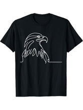 Bald Eagle Raptor Line Art Bird Art Ornithologist T-Shirt 180G 100% Cotton Printed Round Neck Short-Sleeve T-Shirt, Gifts for Men Dad Husband Grandpa, S-XXXL, Black