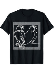 Bald Eagle Raptor Line Art Bird Art Ornithologist T-Shirt 180G 100% Cotton Printed Round Neck Short-Sleeve T-Shirt, Gifts for Men Dad Husband Grandpa, S-XXXL, Black