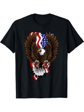 4th of July Bald Eagle USA American Flag Patriotic T-Shirt 180G 100% Cotton Printed Round Neck Short-Sleeve T-Shirt, Gifts for Men Dad Husband Grandpa, S-XXXL, Black