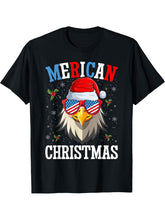 Christmas Bald Eagle Mullet USA Patriotic Christmas Eagle T-Shirt 180G 100% Cotton Printed Round Neck Short-Sleeve T-Shirt, Gifts for Men Dad Husband Grandpa, S-XXXL, Black