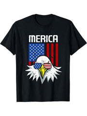 4th July America T-Shirt 180G 100% Cotton Printed Round Neck Short-Sleeve T-Shirt, Gifts for Men Dad Husband Grandpa, S-XXXL, Black