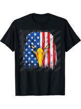 Bald Eagle USA American Flag Patriotic 4th of July T-Shirt 180G 100% Cotton Printed Round Neck Short-Sleeve T-Shirt, Gifts for Men Dad Husband Grandpa, S-XXXL, Black