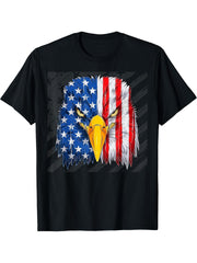 Bald Eagle USA American Flag Patriotic 4th of July T-Shirt 180G 100% Cotton Printed Round Neck Short-Sleeve T-Shirt, Gifts for Men Dad Husband Grandpa, S-XXXL, Black