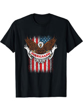 Ameri-caaaw Funny Patriotic Bald Eagle Proud American Humor T-Shirt 180G 100% Cotton Printed Round Neck Short-Sleeve T-Shirt, Gifts for Men Dad Husband Grandpa, S-XXXL, Black