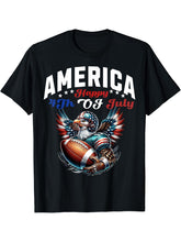 Bald Eagle Football 4th of July America Independence Day T-Shirt 180G 100% Cotton Printed Round Neck Short-Sleeve T-Shirt, Gifts for Men Dad Husband Grandpa, S-XXXL, Black