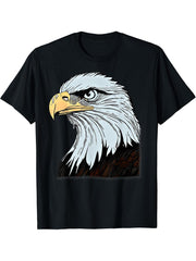 Bald Eagle American National Symbol Animal Patriotic Freedom T-Shirt 180G 100% Cotton Printed Round Neck Short-Sleeve T-Shirt, Gifts for Men Dad Husband Grandpa, S-XXXL, Black