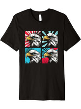Bald Eagle Pop Art - Vintage American Bald Eagle Lover Premium T-Shirt 180G 100% Cotton Printed Round Neck Short-Sleeve T-Shirt, Gifts for Men Dad Husband Grandpa, S-XXXL, Black