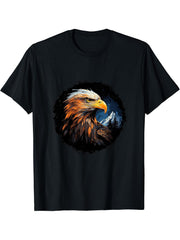 American Spirit - Patriotic Bald Eagle T-Shirt 180G 100% Cotton Printed Round Neck Short-Sleeve T-Shirt, Gifts for Men Dad Husband Grandpa, S-XXXL, Black
