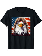 Freedom's Mullet American Patriotic Mullet Bald Eagle T-Shirt 180G 100% Cotton Printed Round Neck Short-Sleeve T-Shirt, Gifts for Men Dad Husband Grandpa, S-XXXL, Black