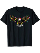 Bald Eagle Bird Lover Xmas Santa Hat Bald Eagle Christmas T-Shirt 180G 100% Cotton Printed Round Neck Short-Sleeve T-Shirt, Gifts for Men Dad Husband Grandpa, S-XXXL, Black