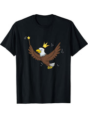 Fairy Bald Eagle Wildlife Mystical Bird Fairy Lover T-Shirt 180G 100% Cotton Printed Round Neck Short-Sleeve T-Shirt, Gifts for Men Dad Husband Grandpa, S-XXXL, Black