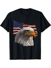Bald Eagle American National Symbol Animal Patriotic Freedom T-Shirt 180G 100% Cotton Printed Round Neck Short-Sleeve T-Shirt, Gifts for Men Dad Husband Grandpa, S-XXXL, Black