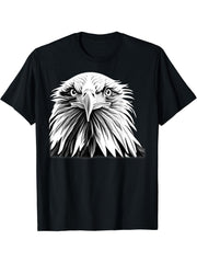 Bald Eagle American National Symbol Animal Patriotic Freedom T-Shirt 180G 100% Cotton Printed Round Neck Short-Sleeve T-Shirt, Gifts for Men Dad Husband Grandpa, S-XXXL, Black