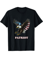 American Bald Eagle, Patriot, God Bless America T-Shirt 180G 100% Cotton Printed Round Neck Short-Sleeve T-Shirt, Gifts for Men Dad Husband Grandpa, S-XXXL, Black