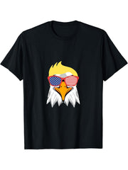 bald eagle, trump americain flag 2024 T-Shirt 180G 100% Cotton Printed Round Neck Short-Sleeve T-Shirt, Gifts for Men Dad Husband Grandpa, S-XXXL, Black