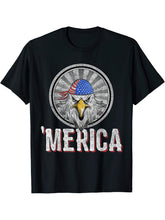 4th of July 'Merica Bald Eagle USA Flag Doo Rag Patriotic T-Shirt 180G 100% Cotton Printed Round Neck Short-Sleeve T-Shirt, Gifts for Men Dad Husband Grandpa, S-XXXL, Black