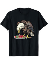 Bald Eagle Eating Lomo Saltado T-Shirt 180G 100% Cotton Printed Round Neck Short-Sleeve T-Shirt, Gifts for Men Dad Husband Grandpa, S-XXXL, Black