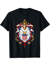 American Bald Eagle Heraldry Patriotic Holiday T-Shirt 180G 100% Cotton Printed Round Neck Short-Sleeve T-Shirt, Gifts for Men Dad Husband Grandpa, S-XXXL, Black