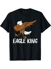 Cool Eagle For Men Dad Dabbing Bald Flying Animal T-Shirt 180G 100% Cotton Printed Round Neck Short-Sleeve T-Shirt, Gifts for Men Dad Husband Grandpa, S-XXXL, Black