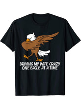 Cool Eagle For Men Dad Dabbing Bald Flying Animal T-Shirt 180G 100% Cotton Printed Round Neck Short-Sleeve T-Shirt, Gifts for Men Dad Husband Grandpa, S-XXXL, Black