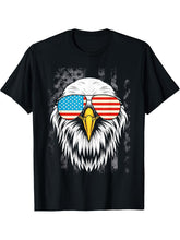 American Bald Eagle USA Flag 4th of July Eagle USA T-Shirt 180G 100% Cotton Printed Round Neck Short-Sleeve T-Shirt, Gifts for Men Dad Husband Grandpa, S-XXXL, Black