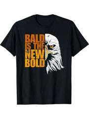 Bald and Majestic - Funny Retro Bald Eagle Graphic Design T-Shirt 180G 100% Cotton Printed Round Neck Short-Sleeve T-Shirt, Gifts for Men Dad Husband Grandpa, S-XXXL, Black