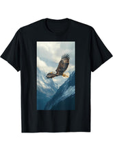 Bald Eagle Mountain Wildlife Nature lover T-Shirt 180G 100% Cotton Printed Round Neck Short-Sleeve T-Shirt, Gifts for Men Dad Husband Grandpa, S-XXXL, Black