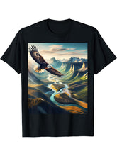 Bald Eagle Over National Park T-Shirt 180G 100% Cotton Printed Round Neck Short-Sleeve T-Shirt, Gifts for Men Dad Husband Grandpa, S-XXXL, Black