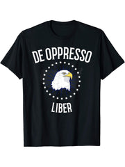 American Patriot De Oppresso Liber Bald Eagle T-Shirt 180G 100% Cotton Printed Round Neck Short-Sleeve T-Shirt, Gifts for Men Dad Husband Grandpa, S-XXXL, Black