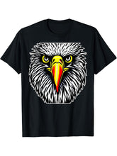 Eagle imprint american bird animal retro art motif bald T-Shirt 180G 100% Cotton Printed Round Neck Short-Sleeve T-Shirt, Gifts for Men Dad Husband Grandpa, S-XXXL, Black