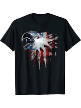 American Flag Bald Eagle Patriotic Vintage Gifts Men Women T-Shirt 180G 100% Cotton Printed Round Neck Short-Sleeve T-Shirt, Gifts for Men Dad Husband Grandpa, S-XXXL, Black