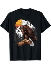 Bald Eagle Design Forest Animal American Tree Art Graphic T-Shirt 180G 100% Cotton Printed Round Neck Short-Sleeve T-Shirt, Gifts for Men Dad Husband Grandpa, S-XXXL, Black