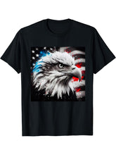Freedom Soars USA, national bird patriotic design Bald Eagle T-Shirt 180G 100% Cotton Printed Round Neck Short-Sleeve T-Shirt, Gifts for Men Dad Husband Grandpa, S-XXXL, Black